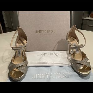 Jimmy Choo Lorina Platinum Ice Heels size 35